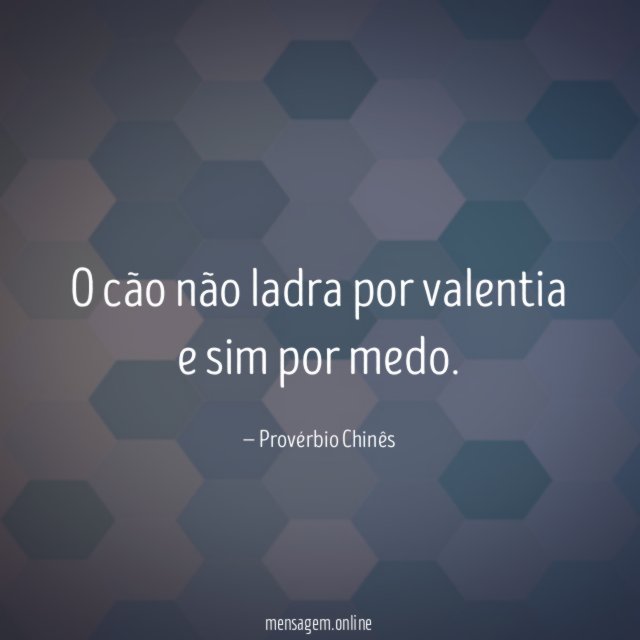 O cão não ladra por valentia e sim por medo