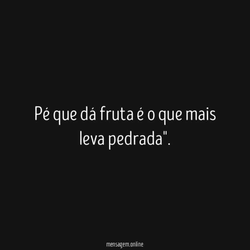 Pé que dá fruta é o que mais leva pedrada"