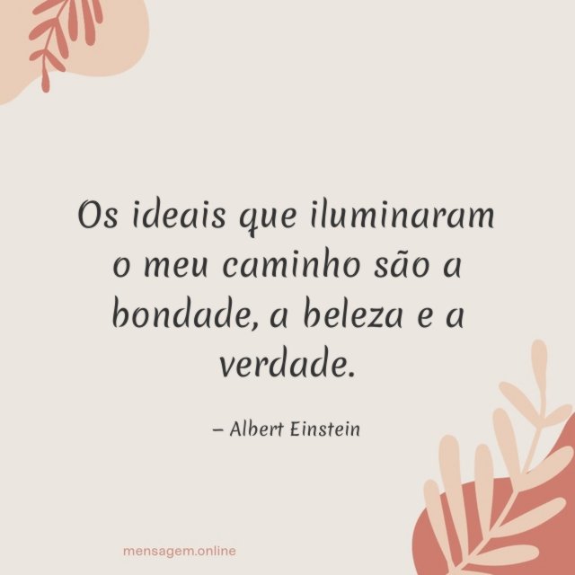 Os ideais que iluminaram o meu caminho são a bondade