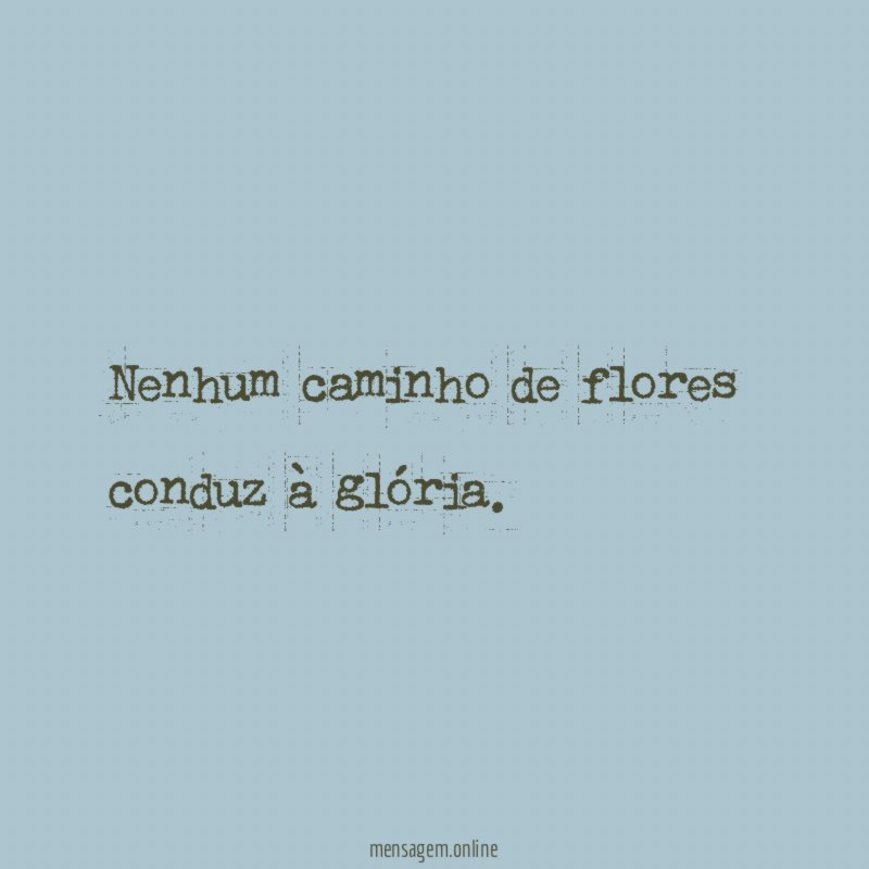 Nenhum caminho de flores conduz à glória