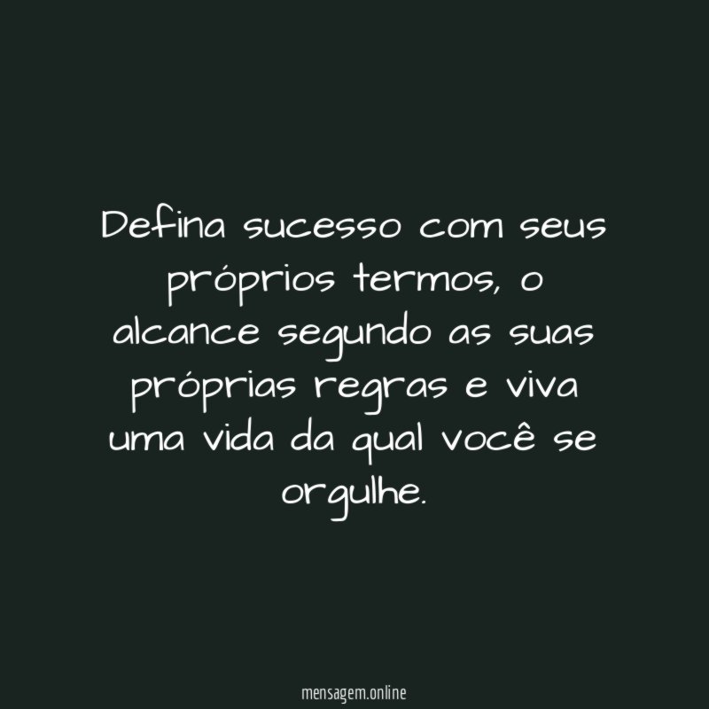 Defina sucesso com seus próprios termos