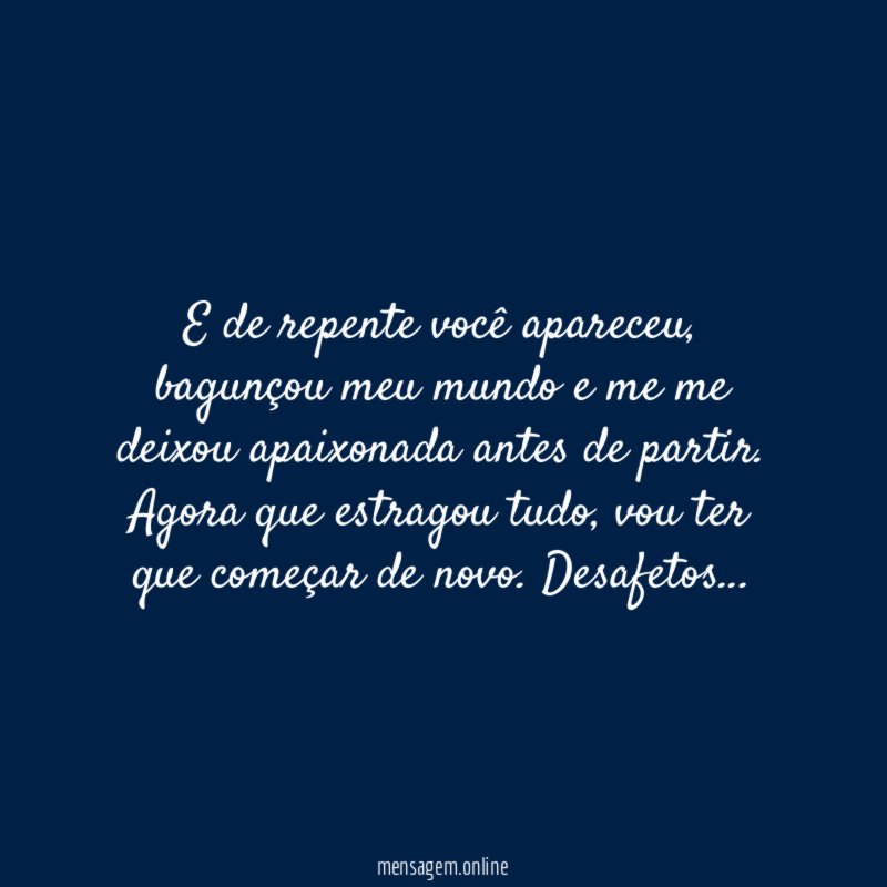 E de repente você apareceu