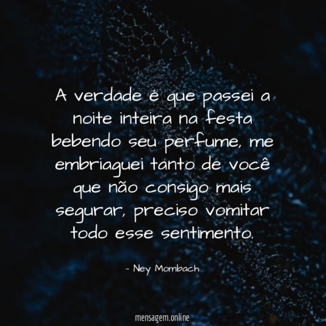 A verdade é que passei a noite inteira na festa bebendo seu perfume