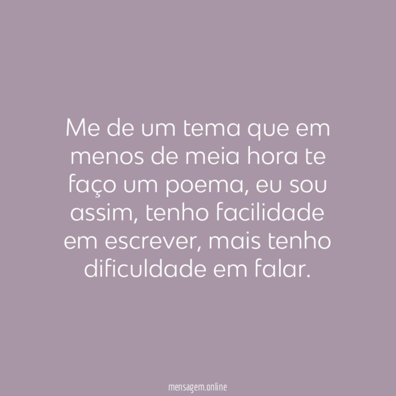 Me de um tema que em menos de