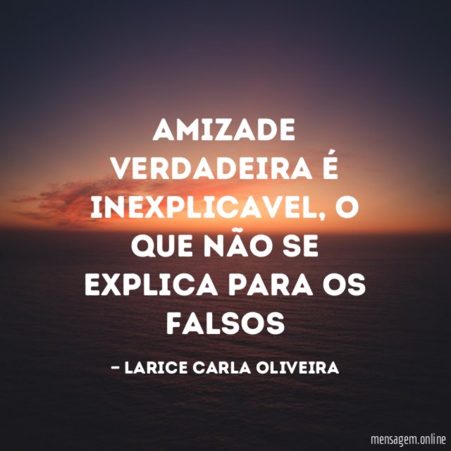 Amizade verdadeira é inexplicavel
