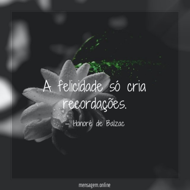 A felicidade só cria recordações
