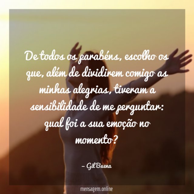 De todos os parabéns