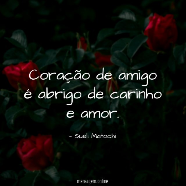 Coração de amigo é abrigo de carinho e amor
