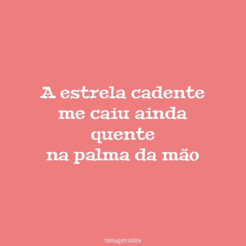 a estrela cadente me caiu ainda quente na palma da mão