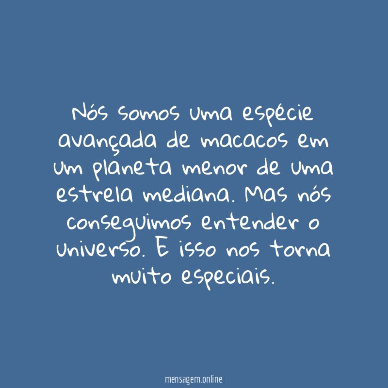 Nós somos uma espécie avançada de macacos em