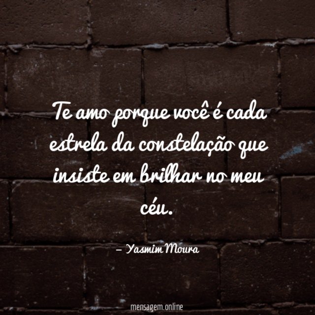 Te amo porque você é cada estrela da