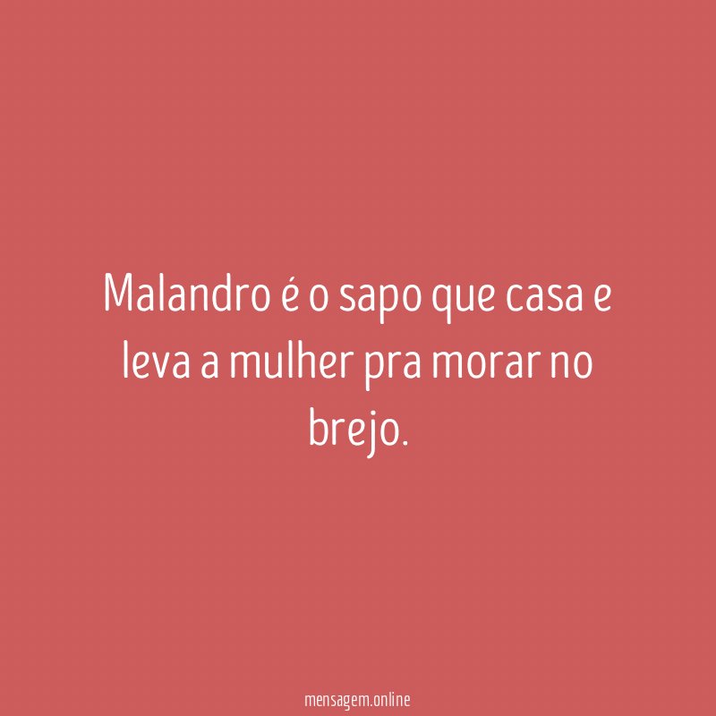 Malandro é o sapo que casa e leva