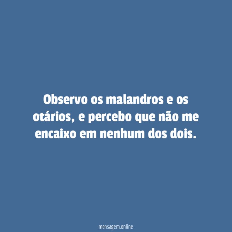 Observo os malandros e os otários