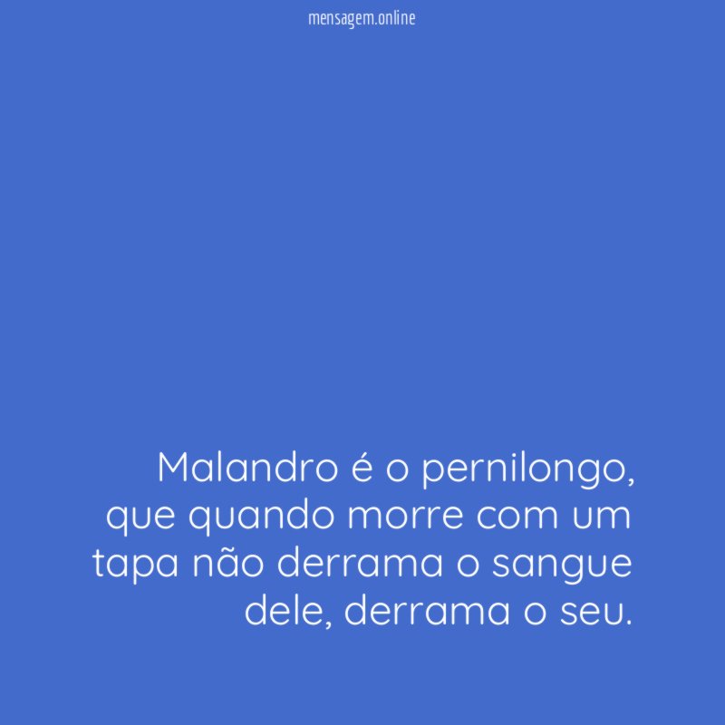 Malandro é o pernilongo