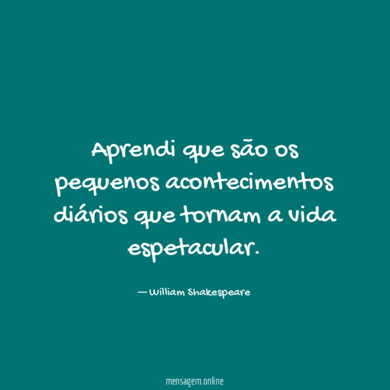 Aprendi que são os pequenos acontecimentos diários que