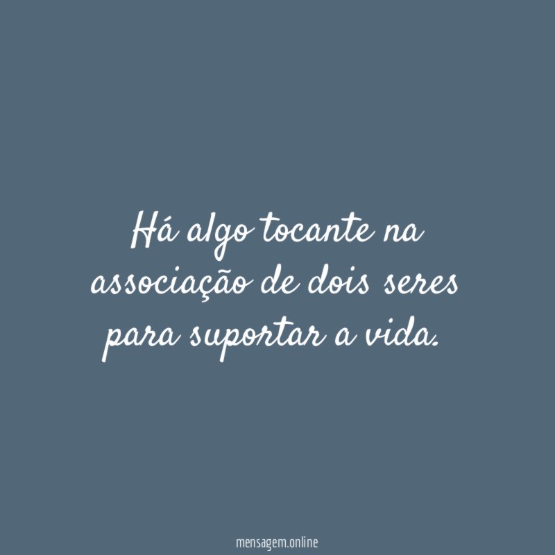 Há algo tocante na associação de dois seres