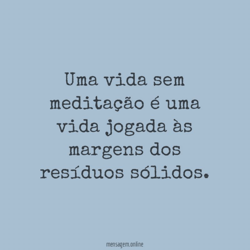 Uma vida sem meditação é uma vida jogada