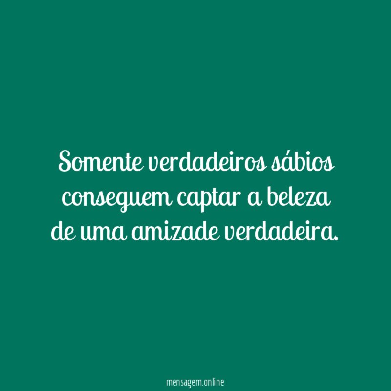 Somente verdadeiros sábios conseguem captar a beleza de uma amizade verdadeira