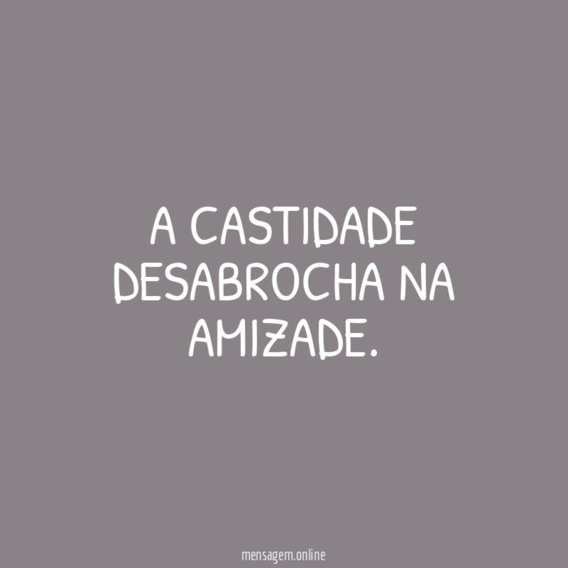 A CASTIDADE DESABROCHA NA AMIZADE