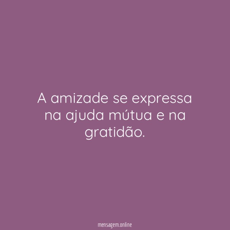 A amizade se expressa na ajuda mútua e na gratidão