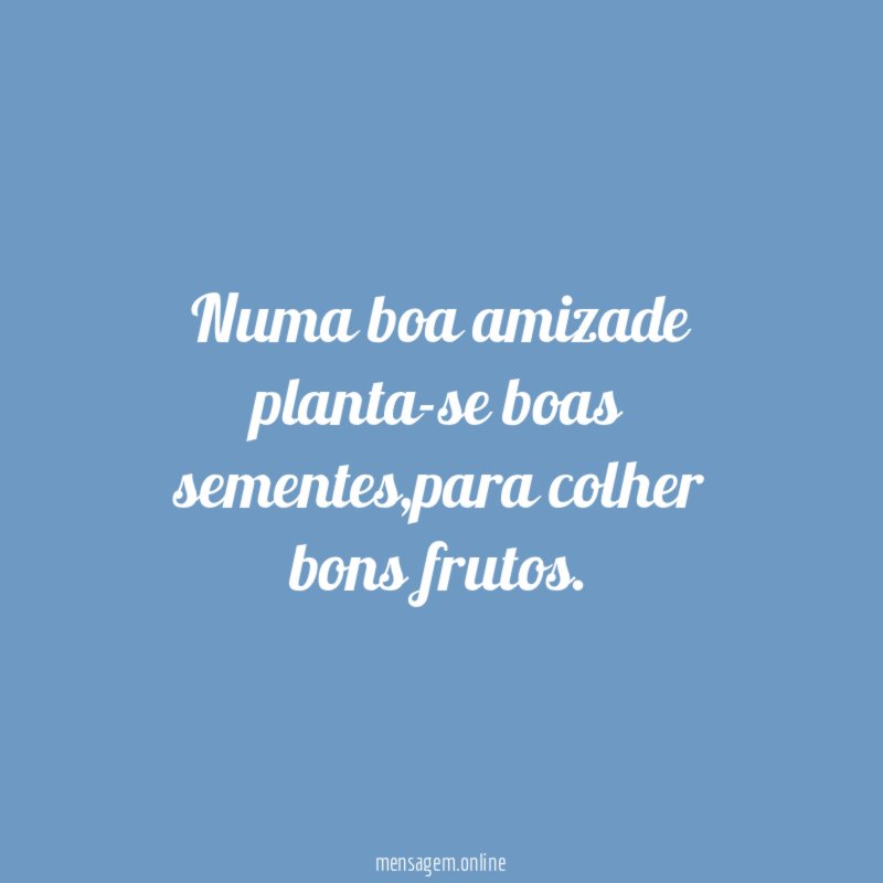 Numa boa amizade planta-se boas sementes