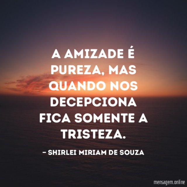 A amizade é pureza