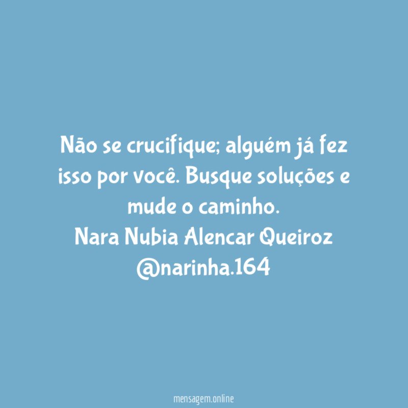 Não se crucifique