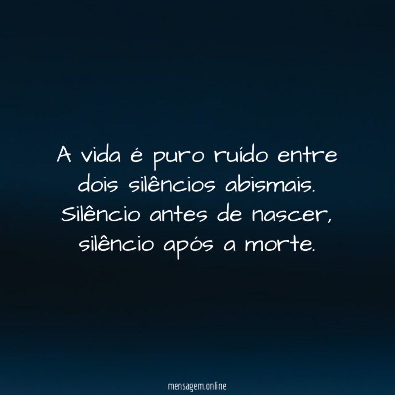A vida é puro ruído entre dois silêncios abismais