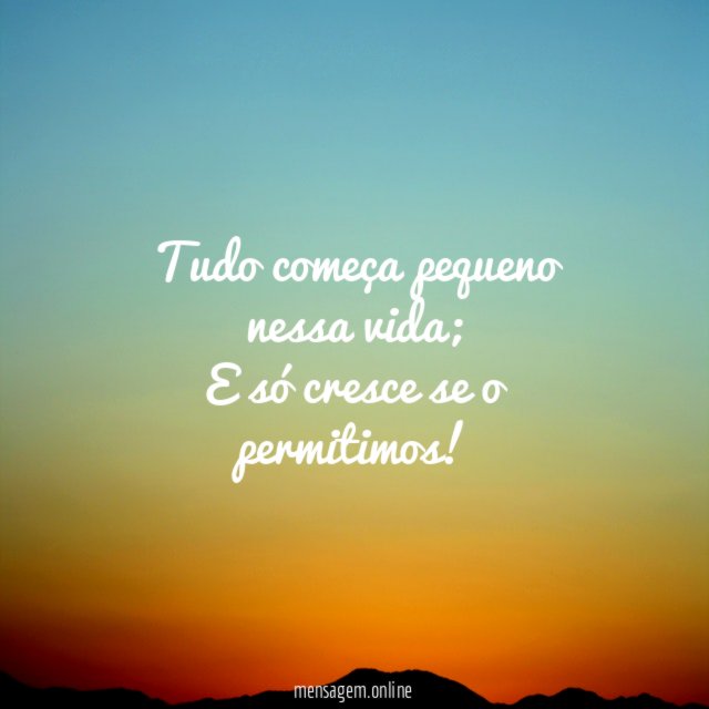 Tudo começa pequeno nessa vida