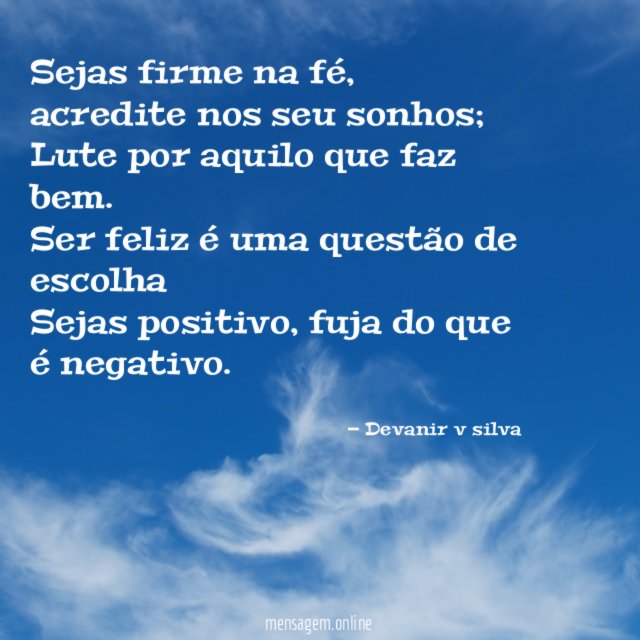 Sejas firme na fé