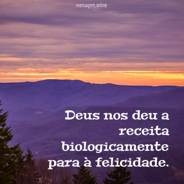 Deus nos deu a receita biologicamente para à felicidade