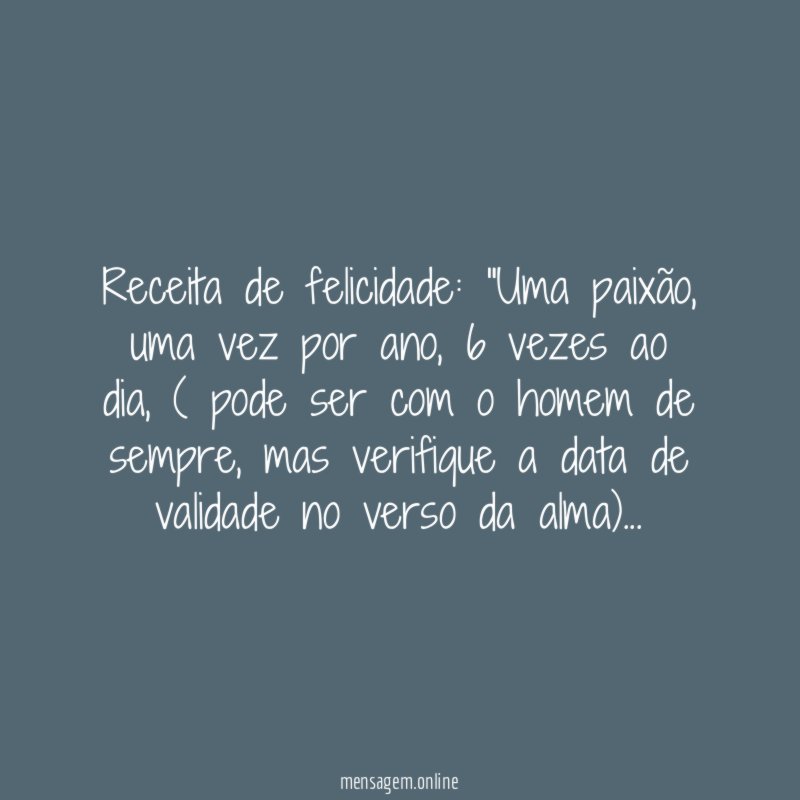 Receita de felicidade