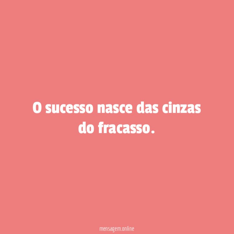 O sucesso nasce das cinzas do fracasso