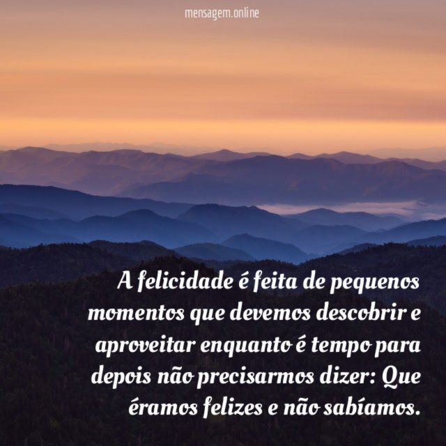 A felicidade é feita de pequenos momentos que