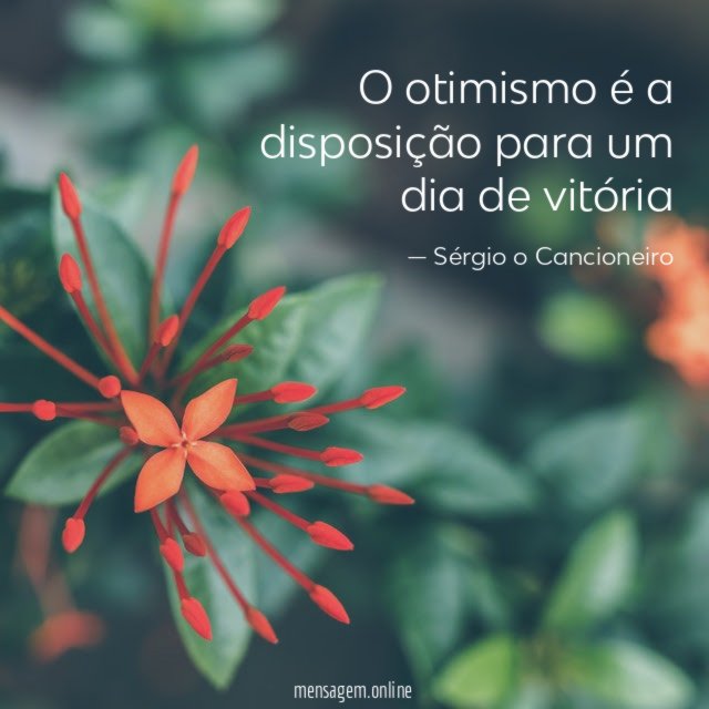 O otimismo é a disposição para um dia de vitória
