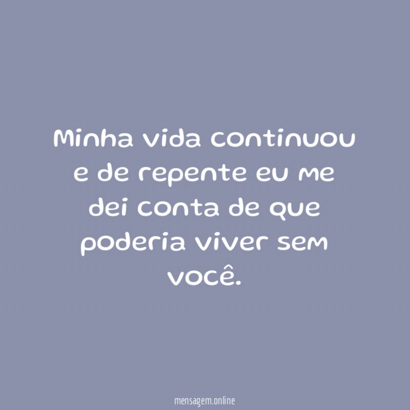 Minha vida continuou e de repente eu me