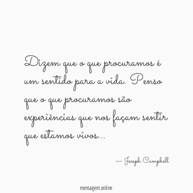 Dizem que o que procuramos é um sentido para a vida