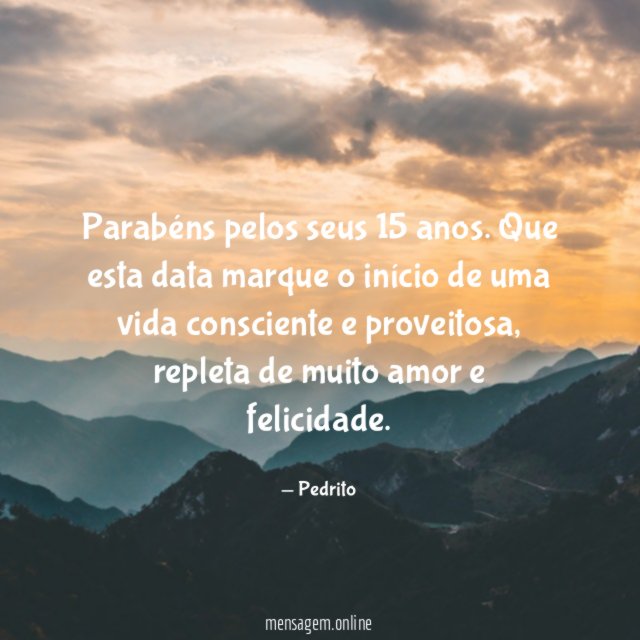 Parabéns pelos seus 15 anos