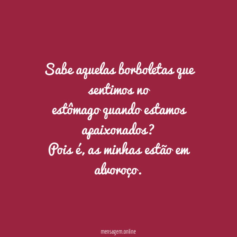 Sabe aquelas borboletas que sentimos no estômago quando estamos apaixonados