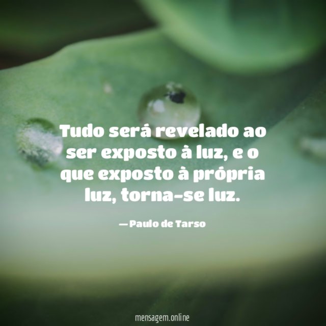 Tudo será revelado ao ser exposto à luz