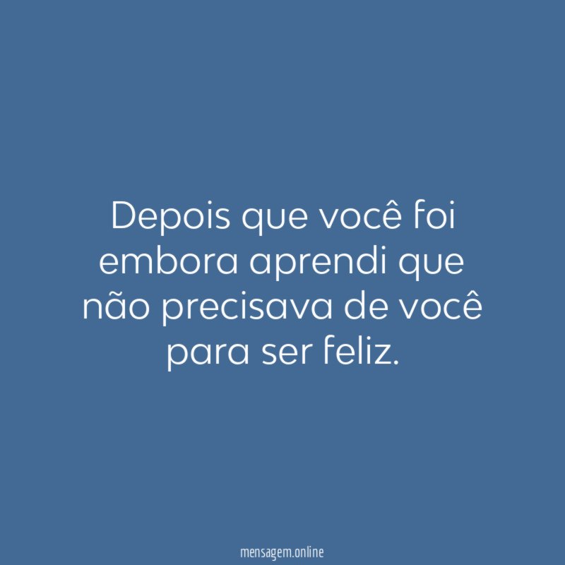 Depois que você foi embora aprendi que não