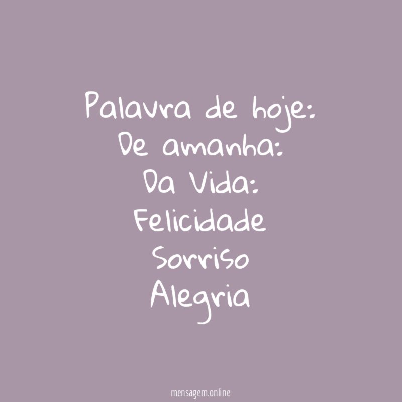 Palavra de hoje