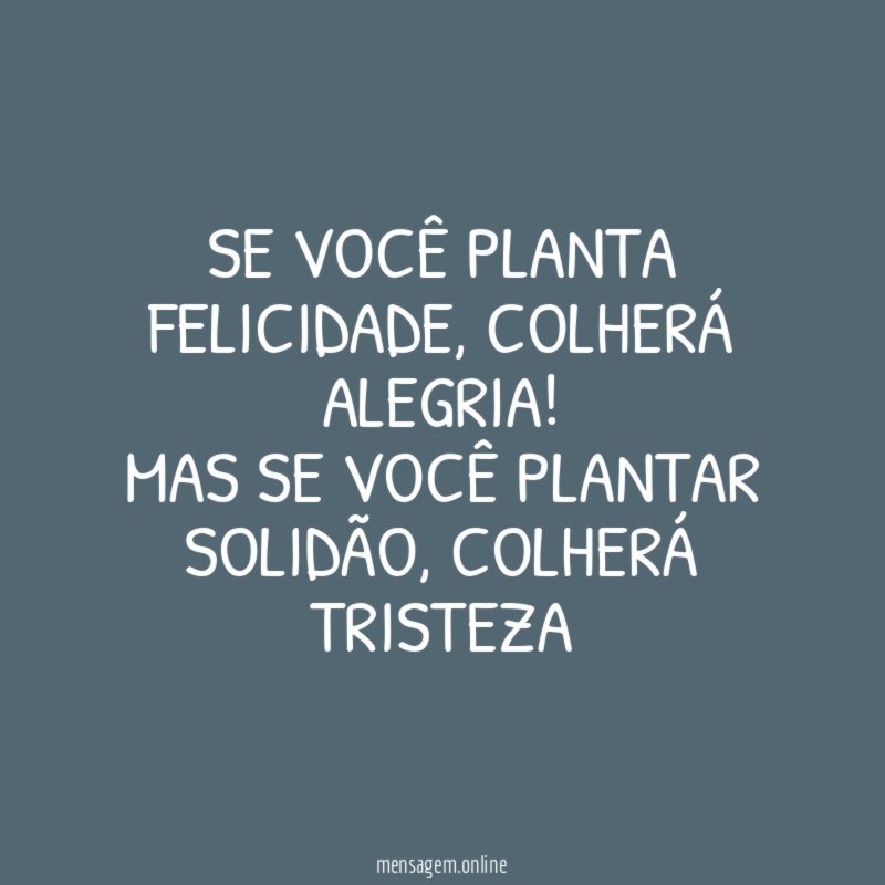 Se você planta felicidade