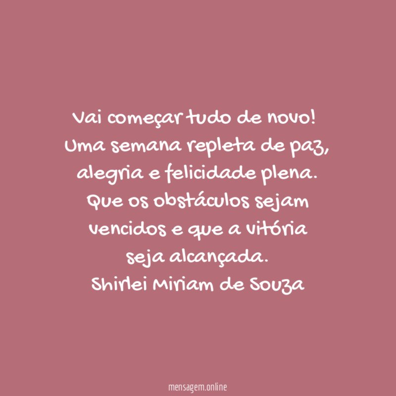 Vai começar tudo de novo