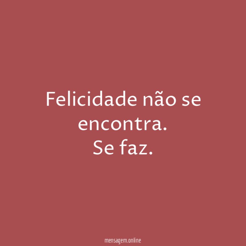 Felicidade não se encontra