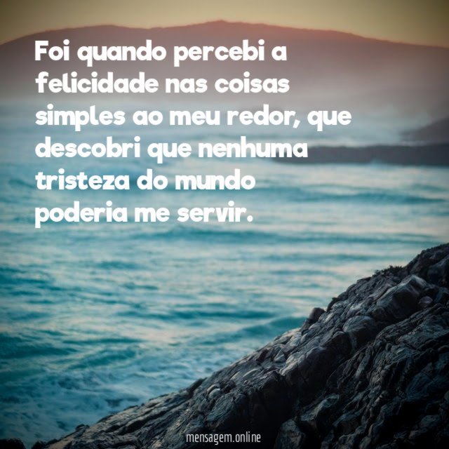 Foi quando percebi a felicidade nas coisas simples ao meu redor