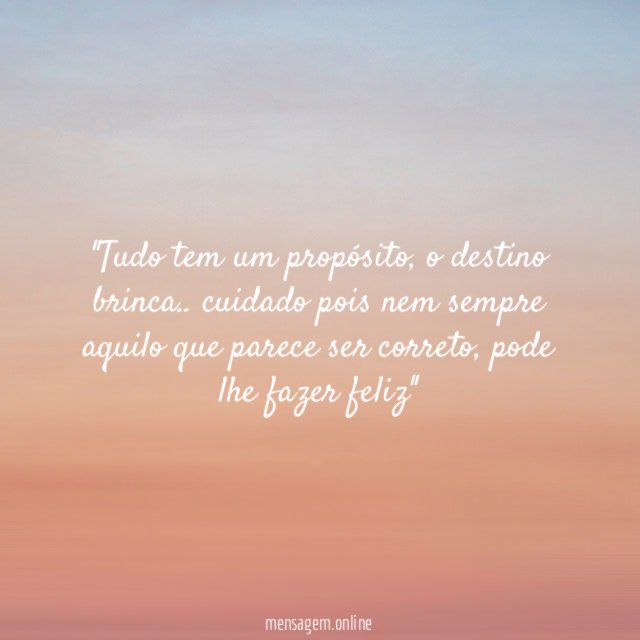 'Tudo tem um propósito
