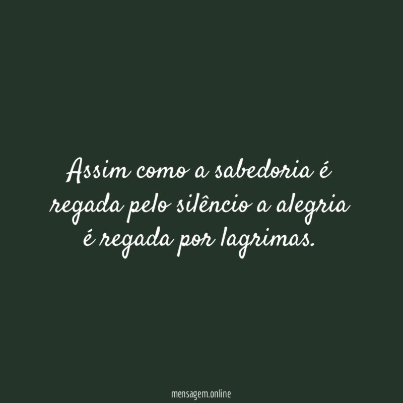 Assim como a sabedoria é regada pelo silêncio