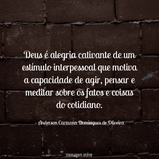 Deus é alegria cativante de um estímulo interpessoal