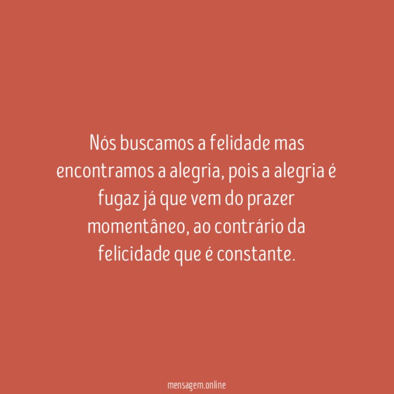 Nós buscamos a felidade mas encontramos a alegria